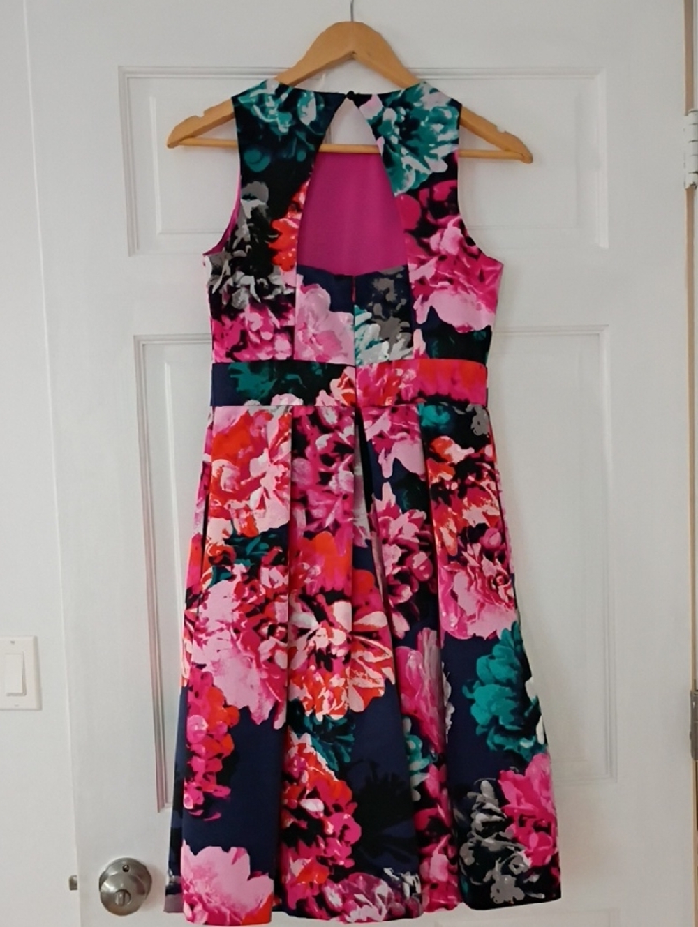 Eliza J Floral Fit and Flare Dress in Pink & Navy